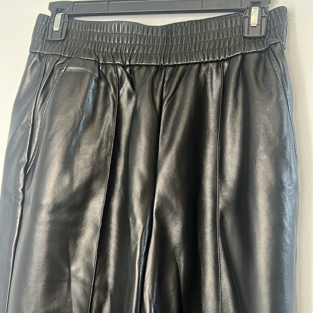 Maison d'Amelie Womens High Rise Pull On Straight Ankle Black Faux Leather Pants - Picture 4 of 8